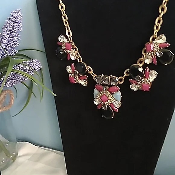 J. Crew Statement Necklace Gold-tone Cubic Zirconia, Lucite - Picture 4 of 7